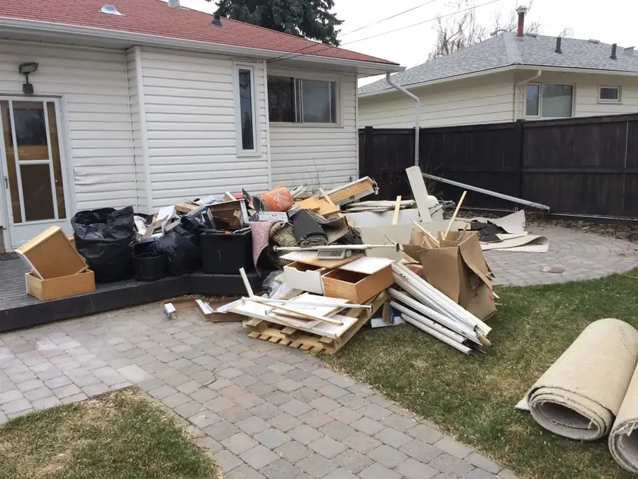 Construction debris ready for removal