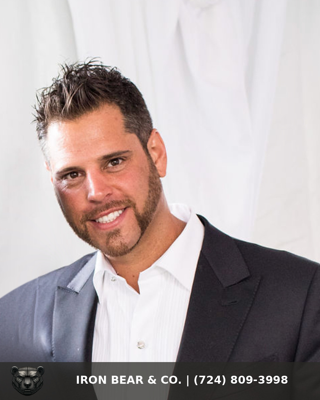 Devin Orsi, owner of Iron Bear & Co., in a suit