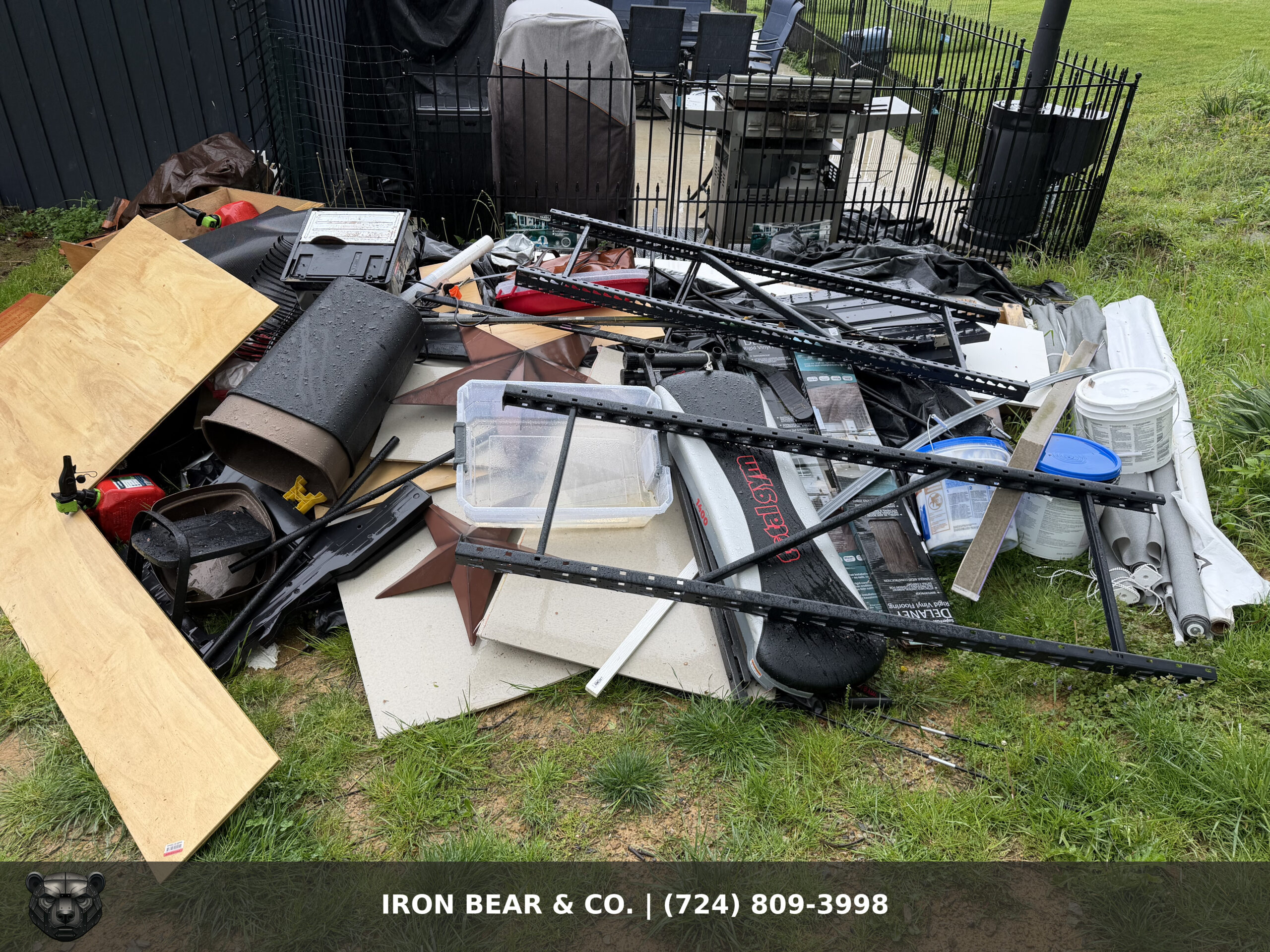 Yard debris and leaf piles staged for Iron Bear & Co. cleanup in Upper St. Clair PA